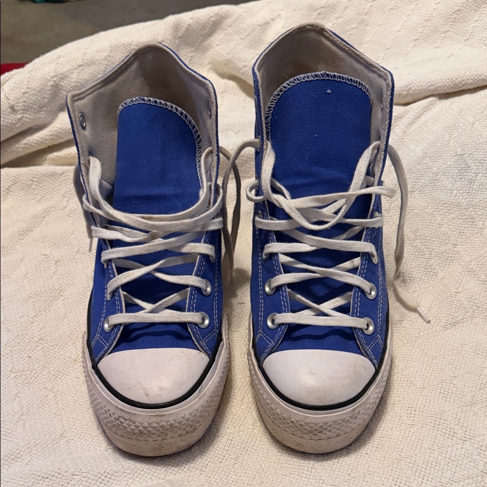 Converse Blue and White High-Top Sneakers